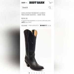 Idyllwind black crocodile print leather boots by Miranda Lambert. Sz 9 NWOT